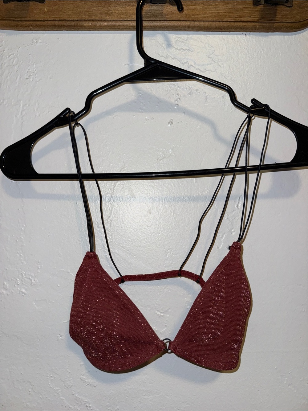 Glitter Triangle Bralette in Burgundy - Lightweight Sparkle